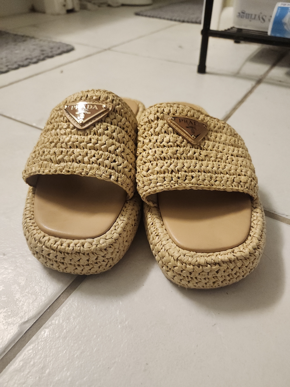 Prada Raffia Single-Band Platform Slide size 9 - Picture 2 of 5